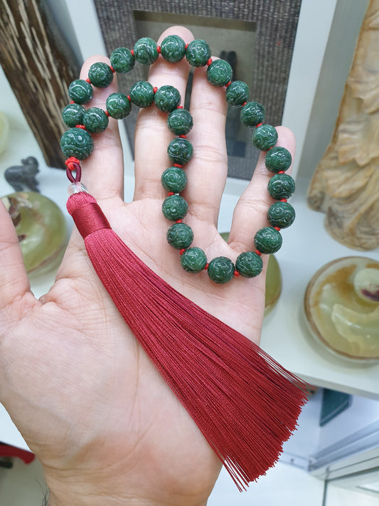 Jade Japa Mala | Ru Yi Beads - Type A Jadeite | Handcrafted Meditation Beads
