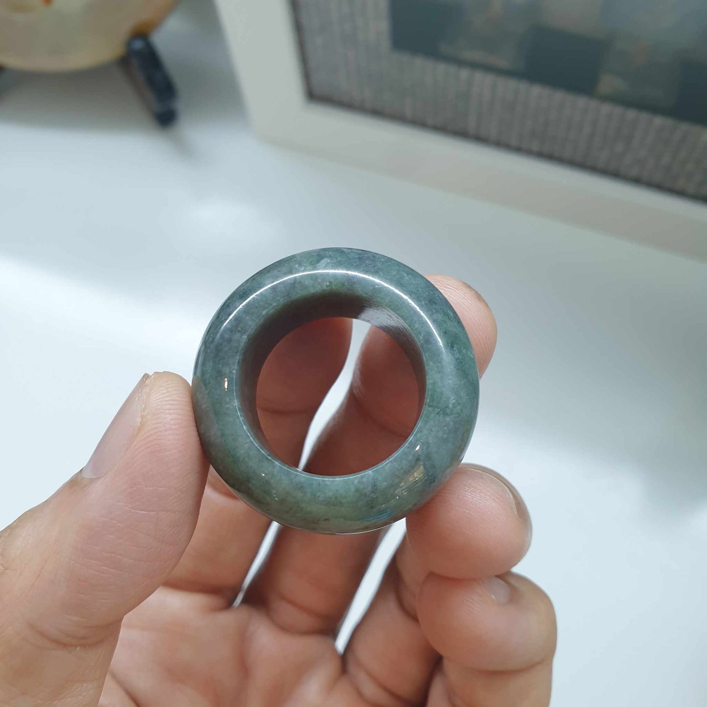 Gray Jade Domed Ring (12.25 US) | Type A Natural Jadeite