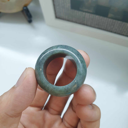 Gray Jade Domed Ring (12.25 US) | Type A Natural Jadeite