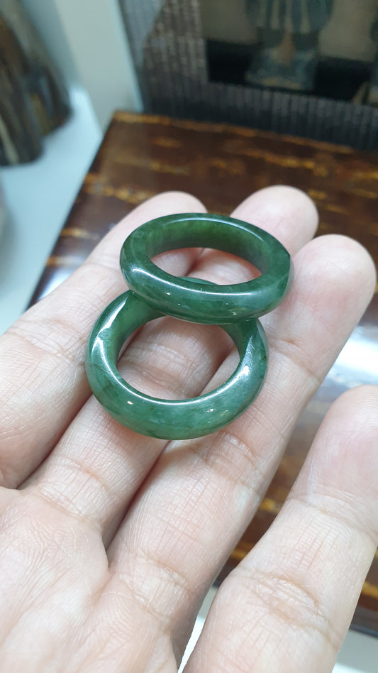Green Jade Ring (Size 11.5 - 12 US) | Fei Cui Type A Natural Jadeite | His or Hers Fortune Bands