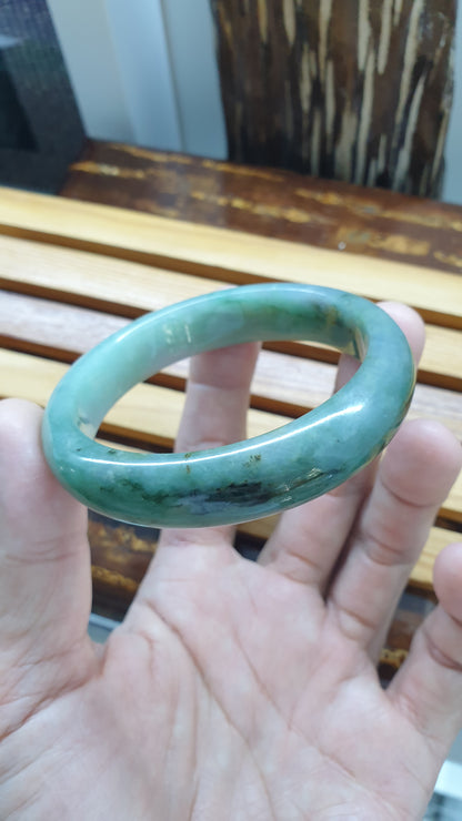 Green Lavender Jade Bangle S58.5 Fei Cui Type A Myanmar Jadeite