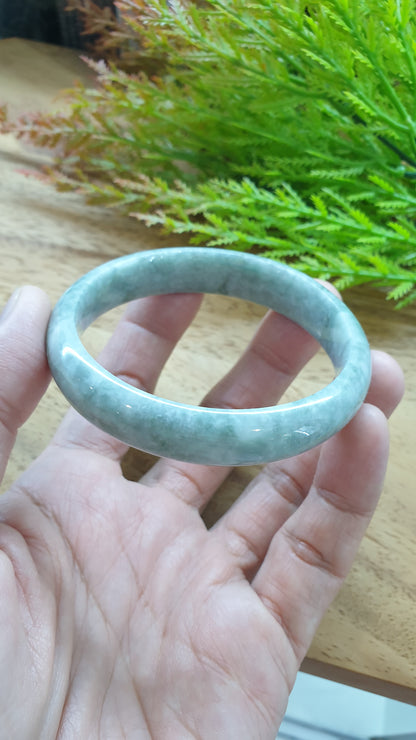 Jade Bangle S59.3 Fei Cui Burma Jadeite Type A Natural Ash Green