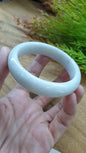 Jade Vintage Bangle S58.7 Type A Burma Jadeite Natural White