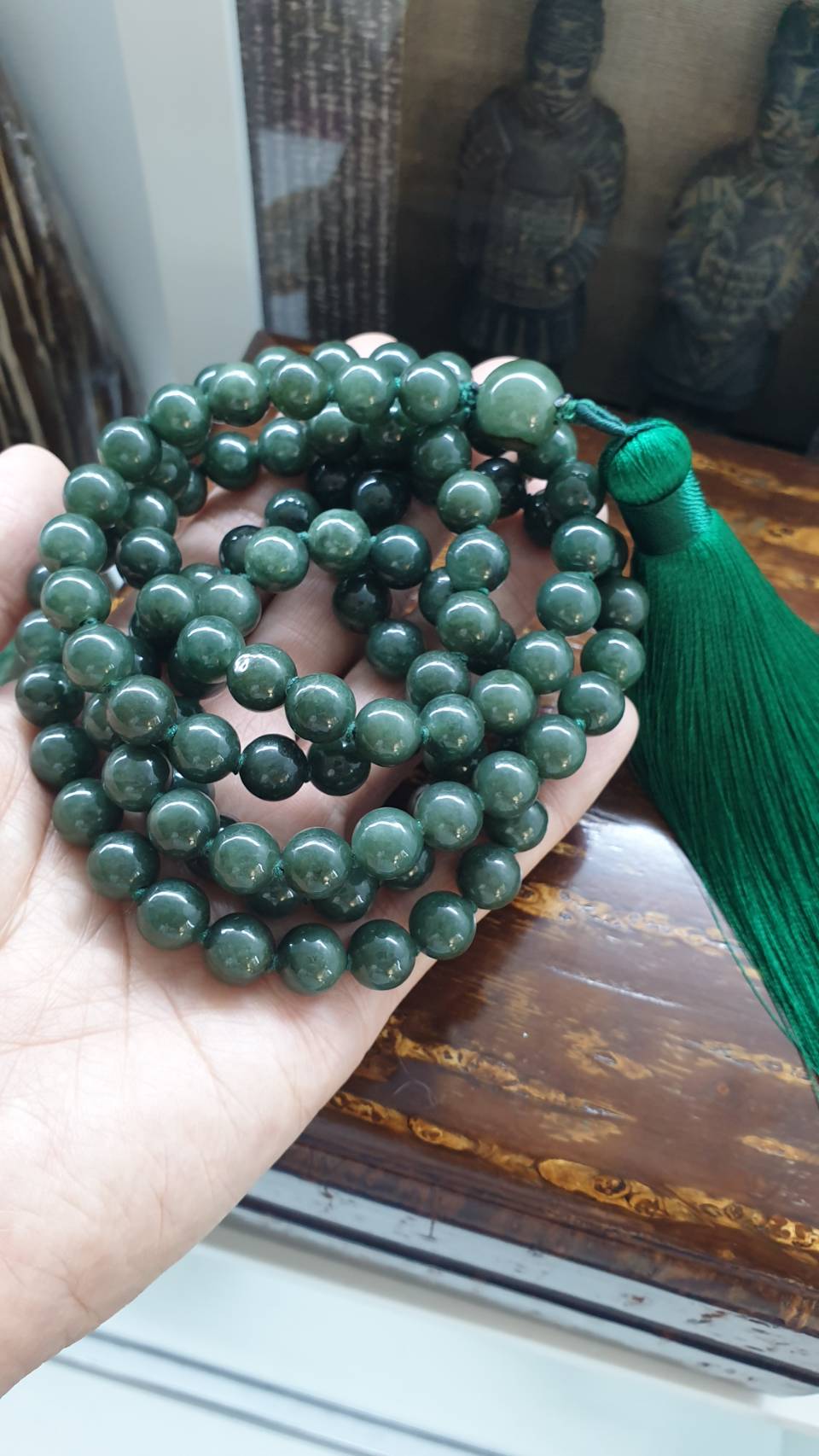 108 Jade Beads Japa Mala | Type A Natural Jadeite Meditation Beads