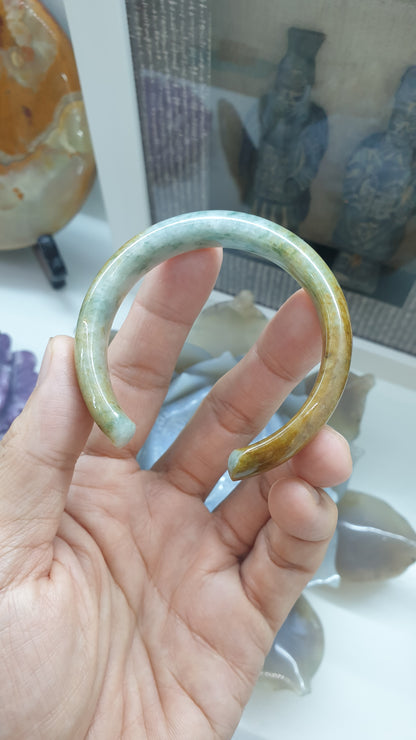 Jade Cuff Bangle Size 54 - 55 Hok Lok Siew Type A Natural Jadeite