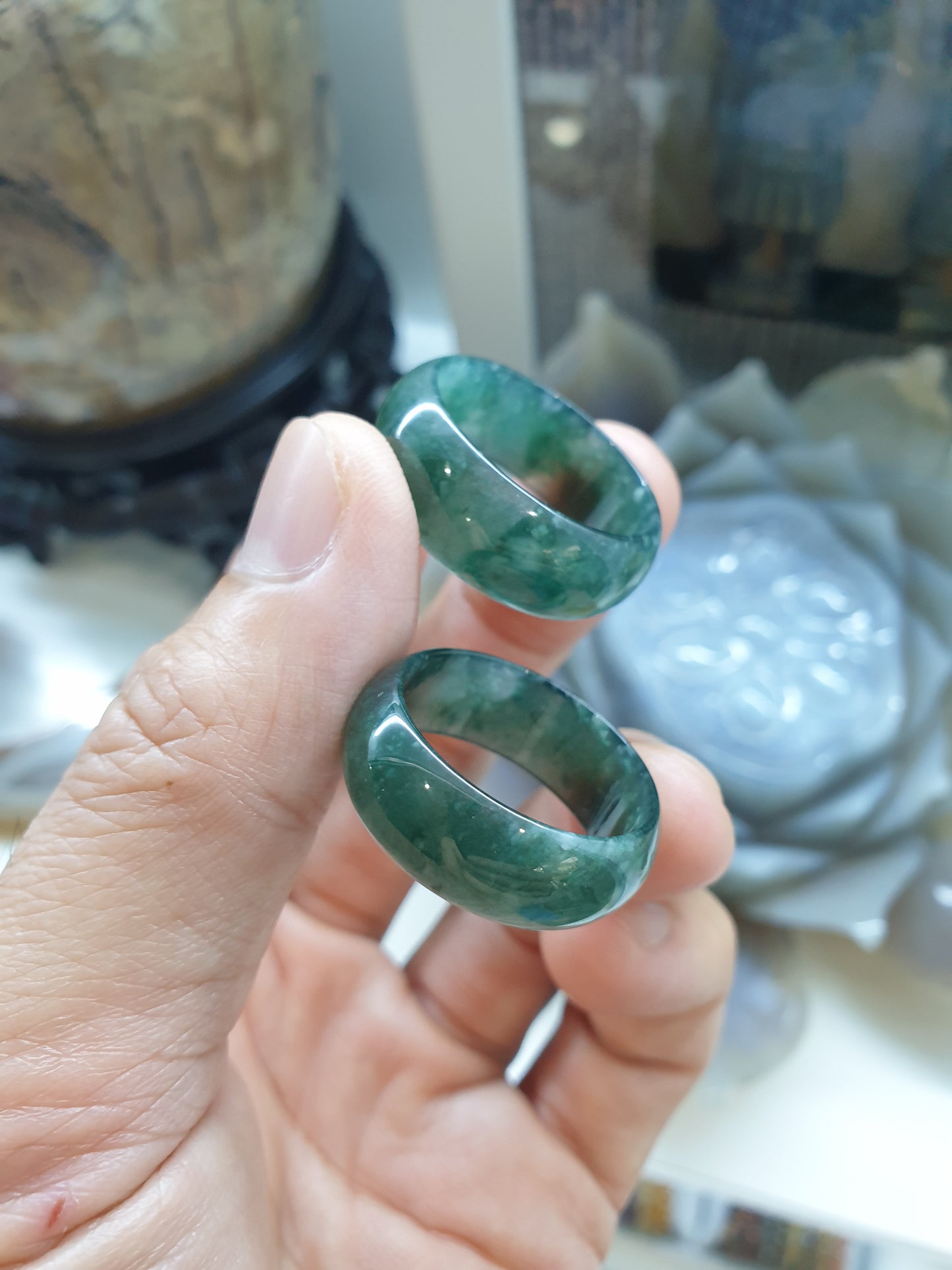 Blue Jade Domed Ring (12 and 14.5 US) | Type A Natural Jadeite