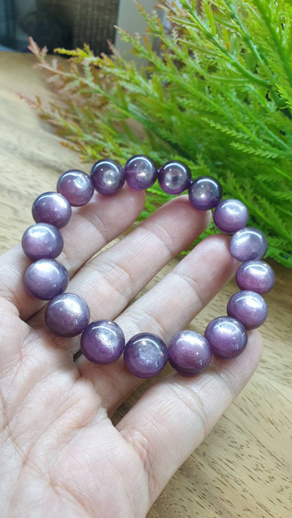 Lepidolite Bracelet 17cm Natural Semiprecious Stone Grape Purple Palette