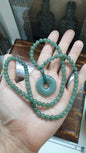 Blue Jade Ping An Kou Necklace (23") | Type A Natural Jadeite | Handcrafted Lucky Charm Jewelry