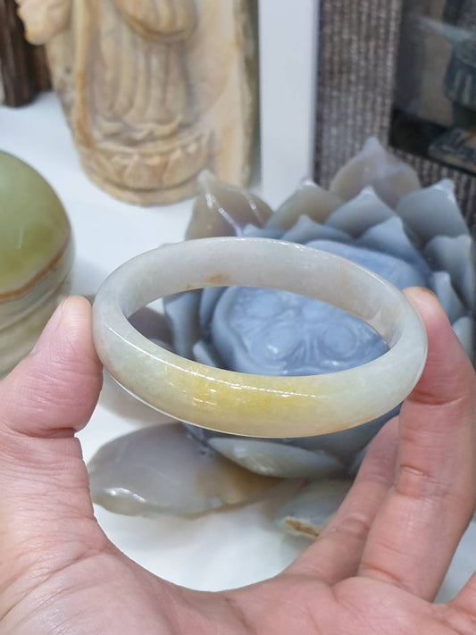 Yellow Jade Vintage Bangle S58 Type A Natural Myanmar Jadeite