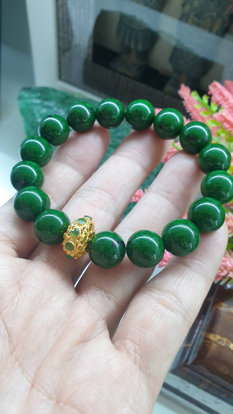 Mawsitsit Charmbracelet 17cm Emerald on 18K Gold Vintage Charm