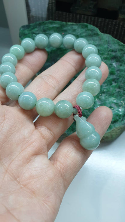 Jade Wu Lou Charmbracelet 17cm Light Green Type A Natural Myanmar Jadeite