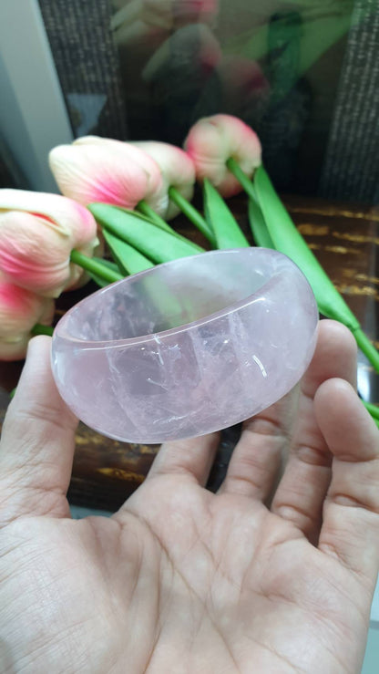 Rose Quartz Tortoise Bangle (Size 58 - 59) | Natural Stone Bracelet
