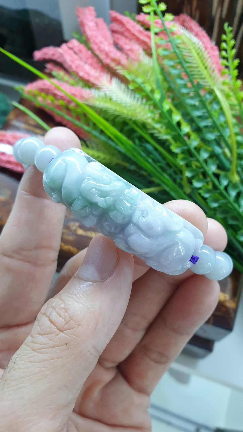 Lavender Jade Pixiu Bracelet 17cm Fei Cui Type A Myanmar Jadeite Wealth Wristband