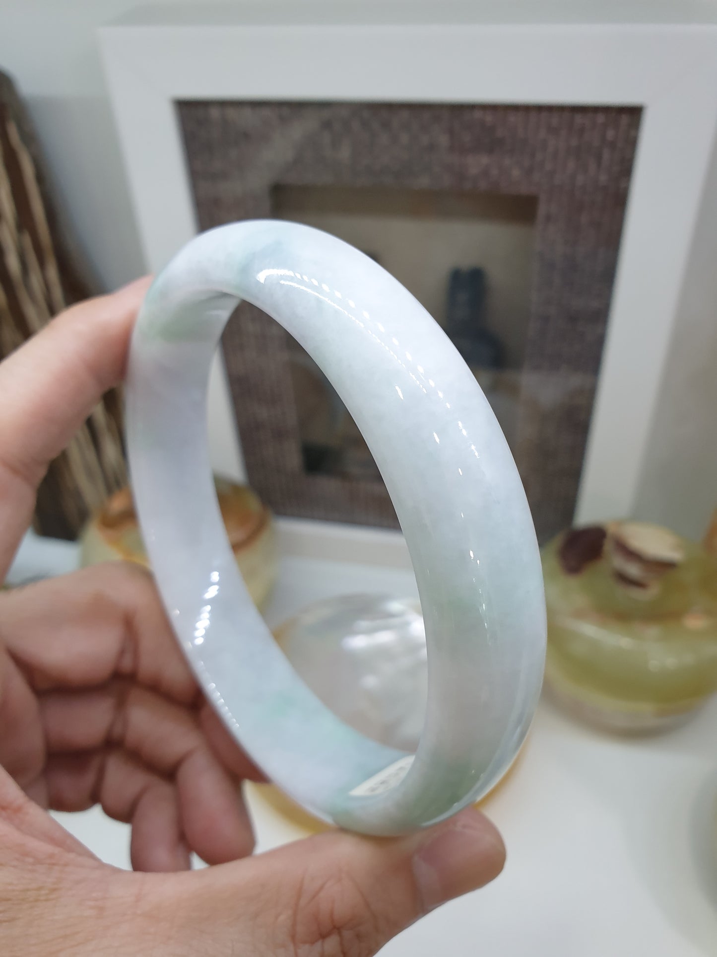 Plus Size White Jade Bangle (Size 78 - 79) (Selection) | Type A Jadeite Vintage Bracelet