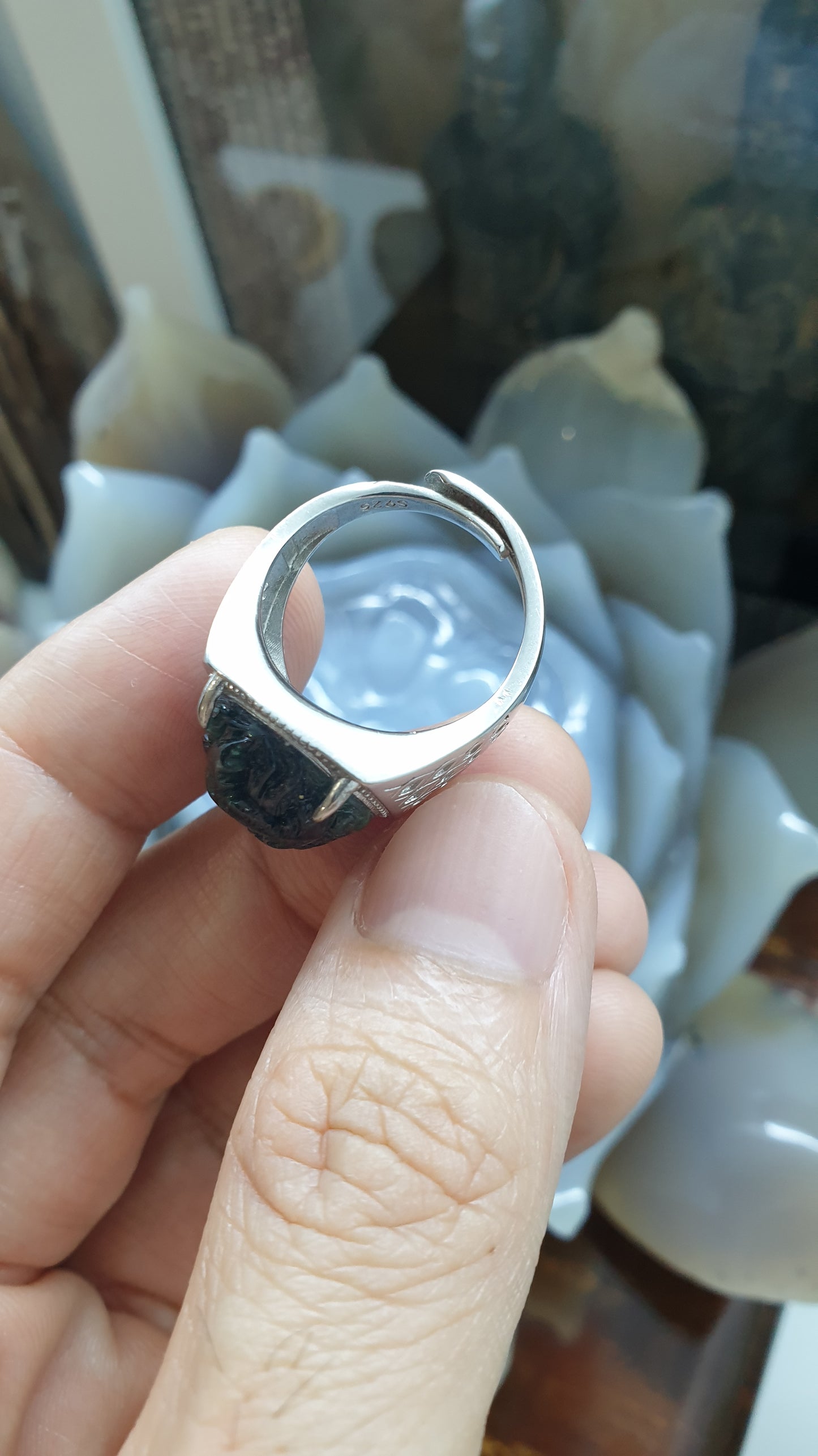 Black Jade Dragon on Sterling Silver Ring (Sizes 8 & 8.5 US) | Authentic Type A Jade | His or Hers Power Ring