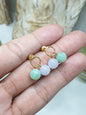 Jade Bead Earrings - Fei Cui Type A Jadeite and Solid 14K Gold