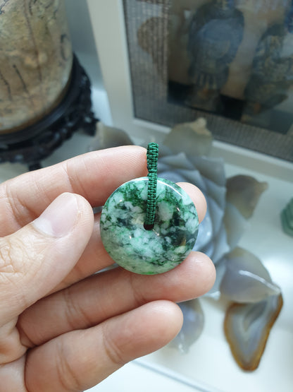 Jade Ping An Kou Pendant (3 cm) (Random Pick) | Fei Cui - Type A Jadeite | Handwoven Thread Bail