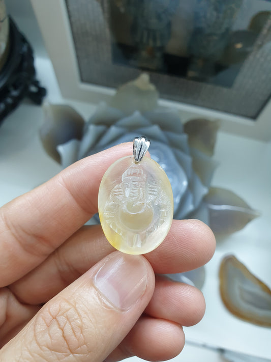 Ganesha Pendant | Natural Quartz | Authentic Sterling Silver