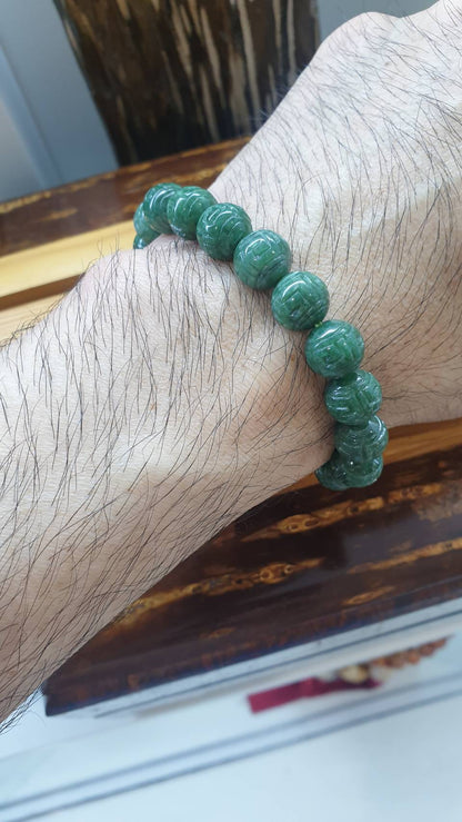 Fei Cui Natural Jadeite Bracelet 17cm Vintage Ru Yi Jade Beads