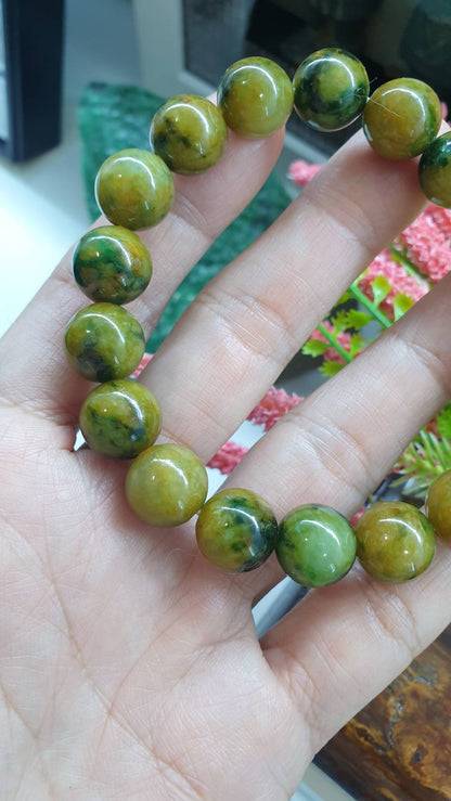 Gent's Style Honey Jade Bracelet 18cm Myanmar Fei Cui Type A Jadeite Beads