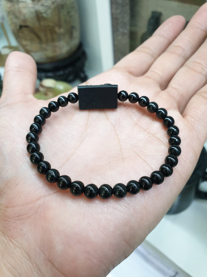 Black Jade Pixiu Wealth Keeper Bracelet 17cm Type A Natural Burma Jadeite