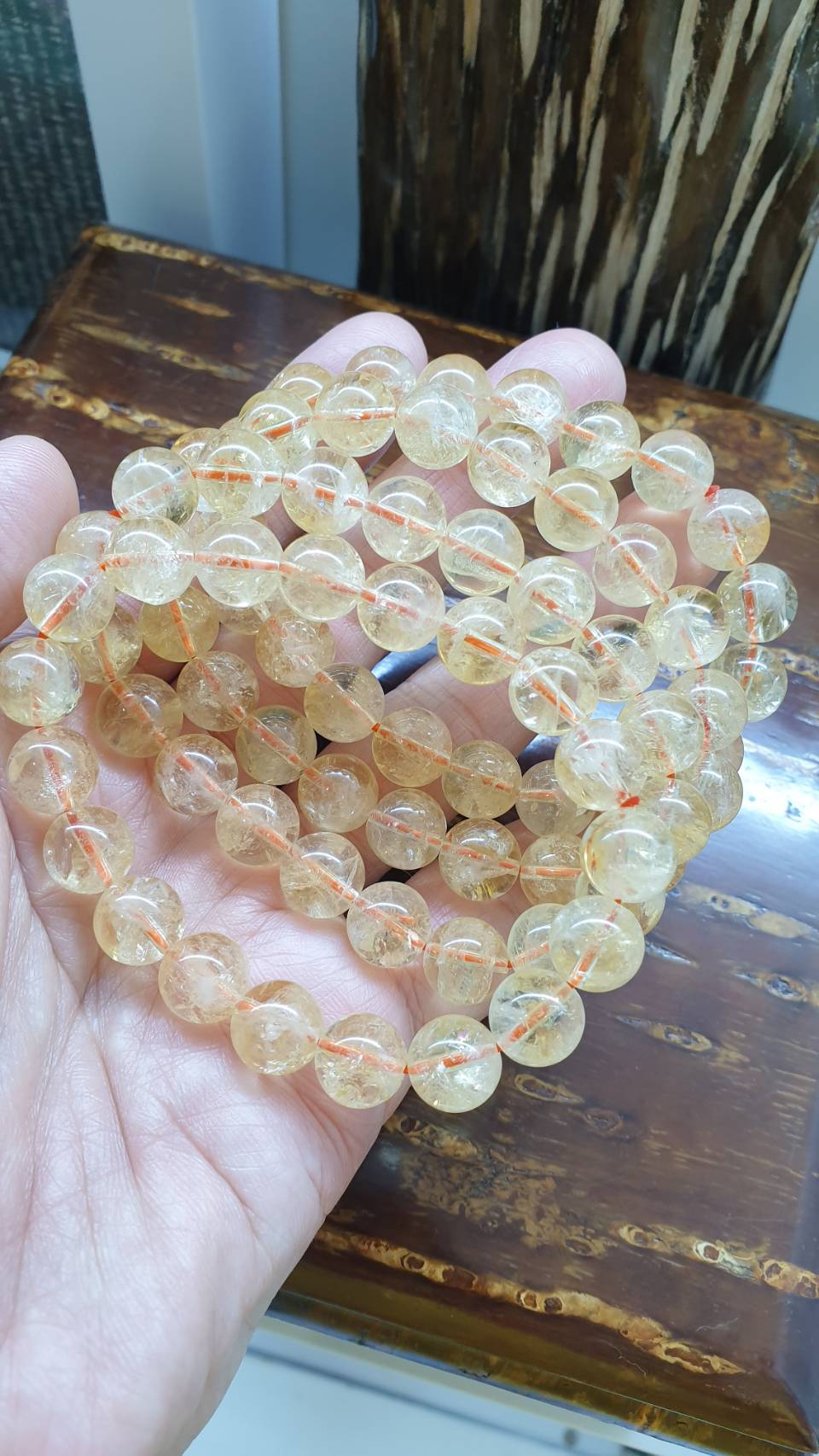 Natural Citrine Joy Bracelets 17 cm, Golden Tone Gemstone Beads