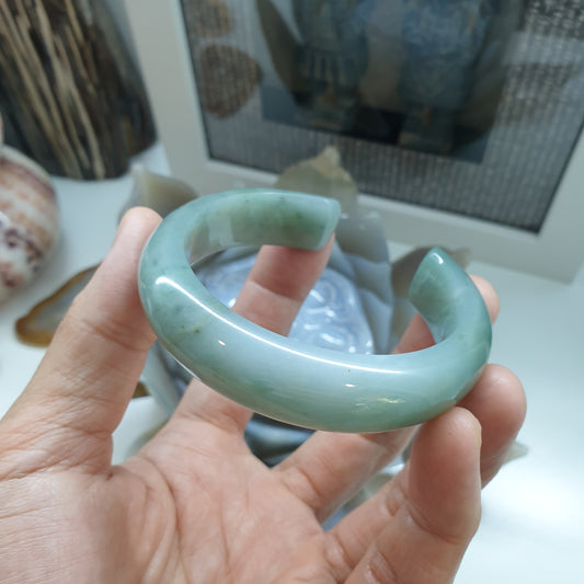 Jade Cuff Bangle (Size 57- 58) | Type A - Natural Blue-Lavender Jadeite | Vintage Wrist Accessory