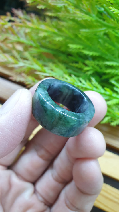 Black Jade Pipe Rings 8.5US Natural Myanmar Jadeite Type A