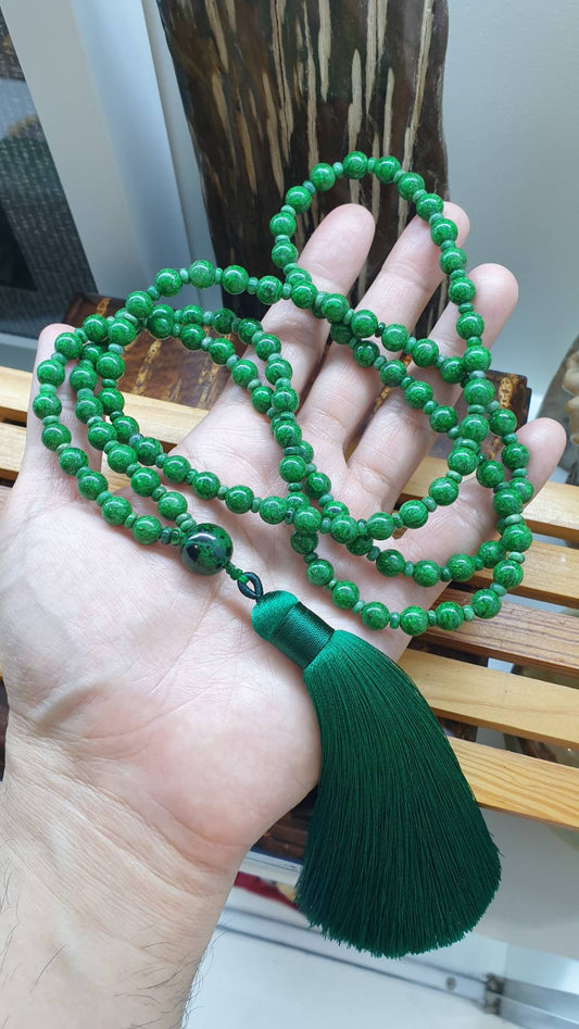 Mawsitsit Japa Mala Necklace Handcrafted 108 Prayer Beads Natural Stones