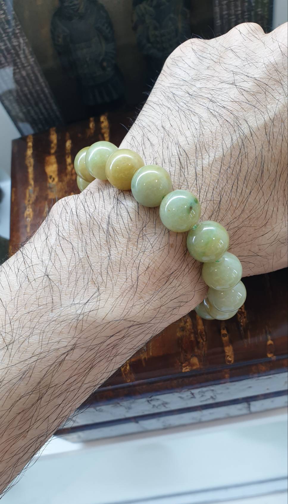 Honey Green Jade Bracelet (18.5 cm) | Type A Jadeite Vintage Beads | His or Hers Wrist Accessory