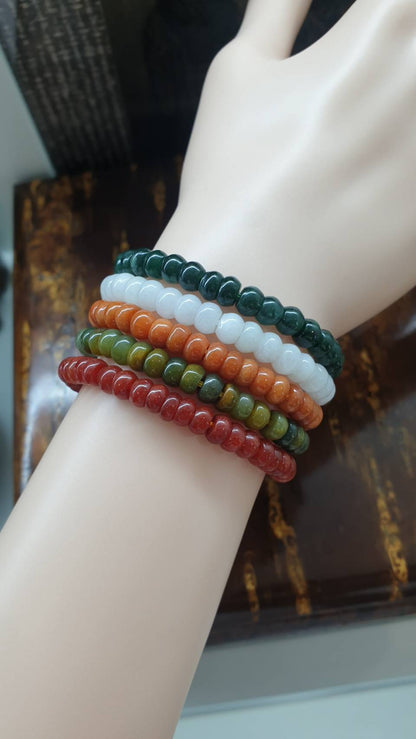 Jade Stack Bracelets, 17 cm (Set of 6 Multicolor Bracelets) | Type A Jadeite Abacus Beads | His or Hers Wealth Magnet Wristcandies