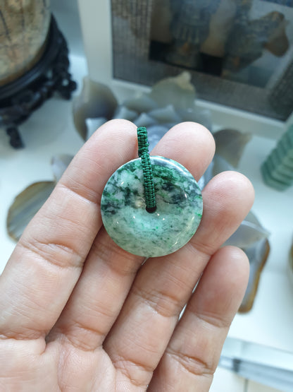 Jade Ping An Kou Pendant (3 cm) (Random Pick) | Fei Cui - Type A Jadeite | Handwoven Thread Bail