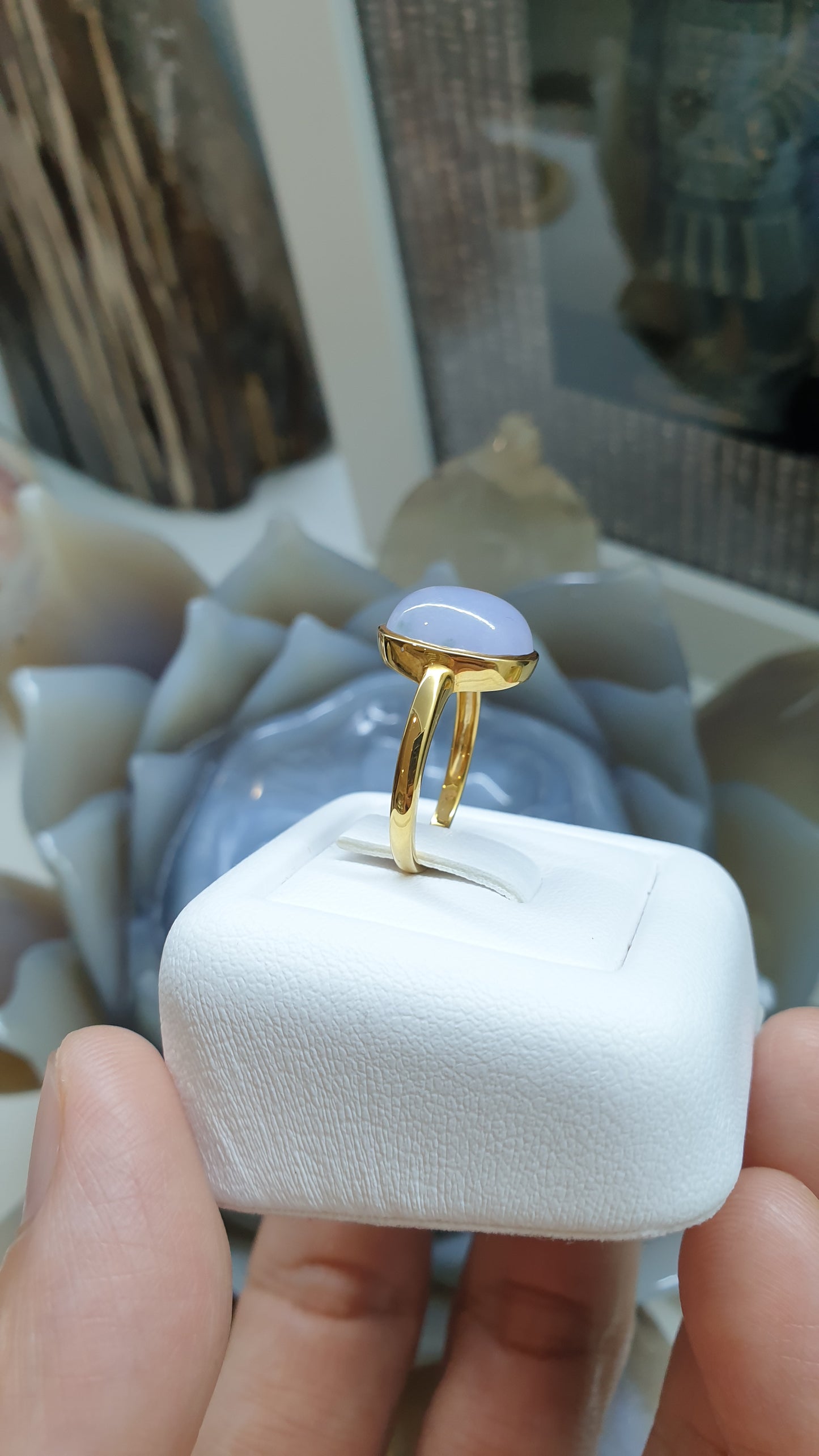 Ethereal Lavender Jade Ring (S 5.75 US) | Solid 18K Gold | Type A Natural Jadeite