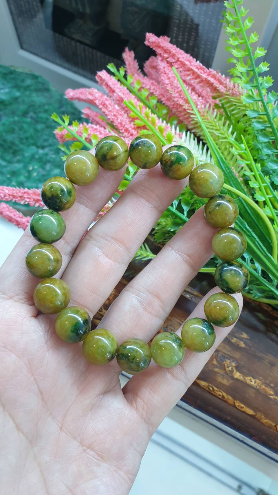 Gent's Style Honey Jade Bracelet 18cm Myanmar Fei Cui Type A Jadeite Beads
