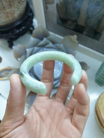 Jade Cuff Bangle Size 51 - 52 Type A - Natural Light Green Jadeite