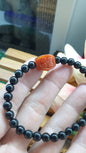 Black Jade Luck Magnet Bracelet 17cm Red Jade 4Leaf Clover Charm Natural Jadeite