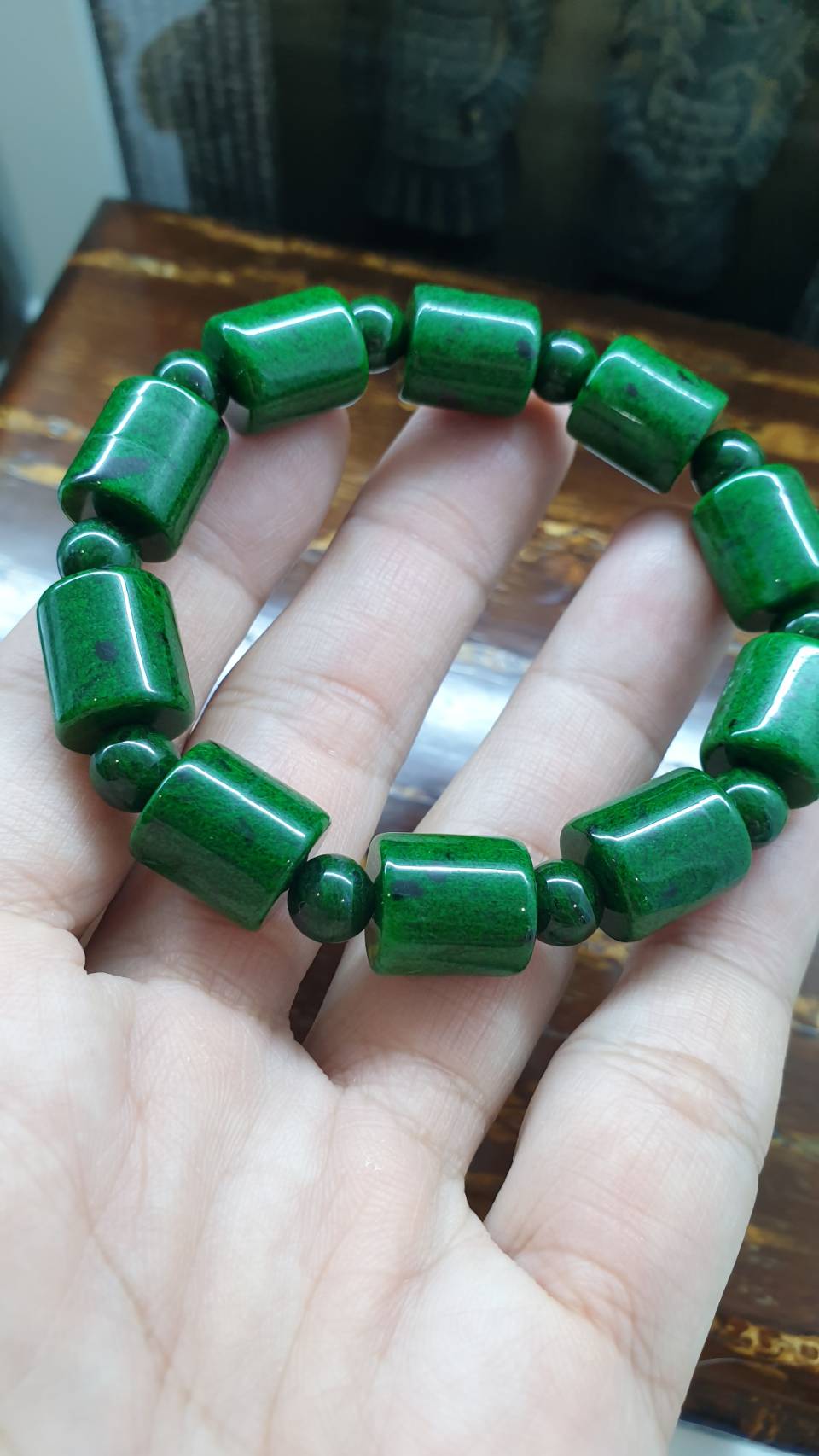 Mawsitsit Cylinder 16cm Bracelet Collectors Material with Jadeite Beads