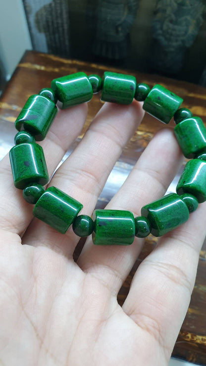 Mawsitsit Cylinder 16cm Bracelet Collectors Material with Jadeite Beads