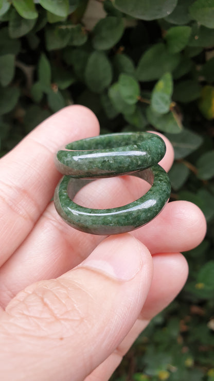 Plus Size Green Jade Rings 15US Type A Natural Burma Jadeite