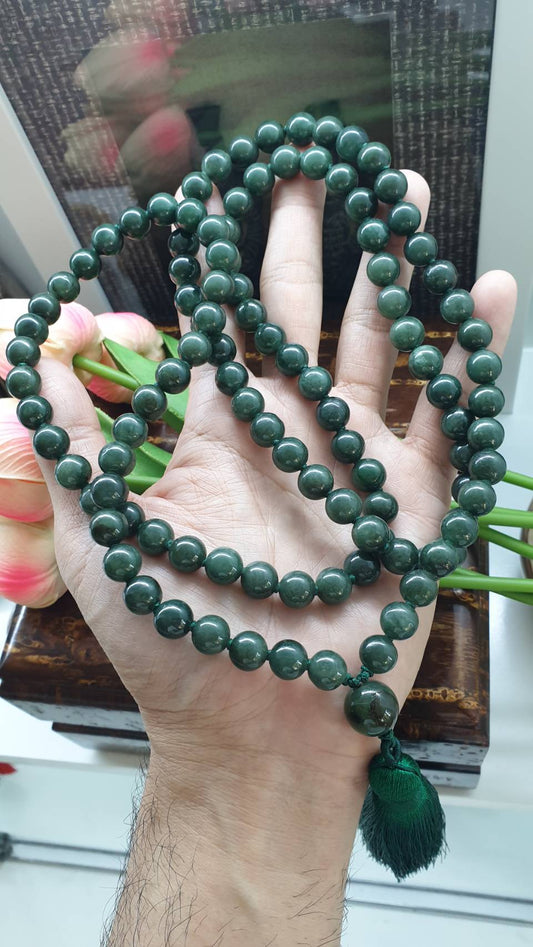 108 Jade Beads Japa Mala | Type A Natural Jadeite Meditation Beads