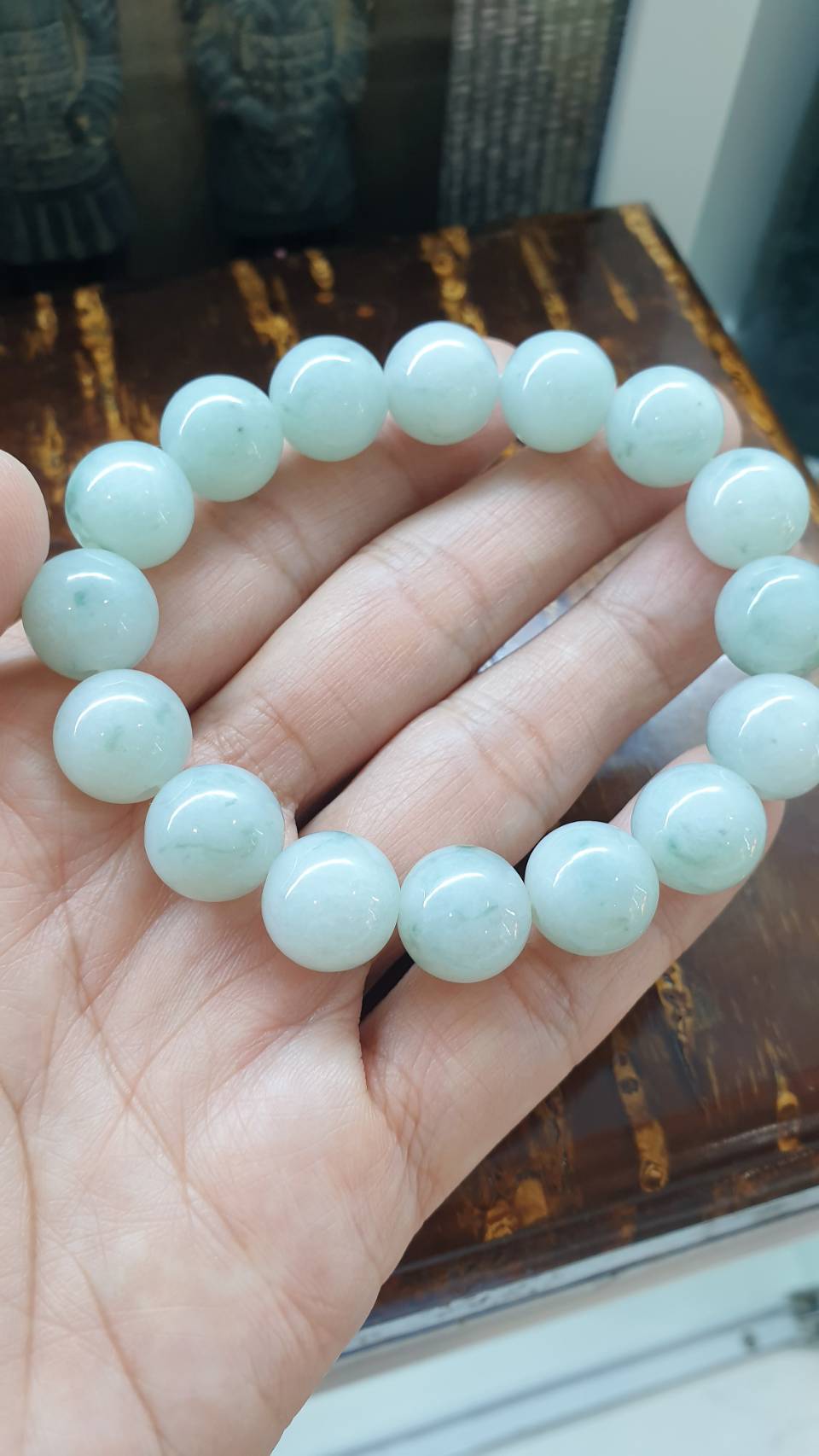 Speckled White Jade Bracelet 17cm Type A Natural Jadeite