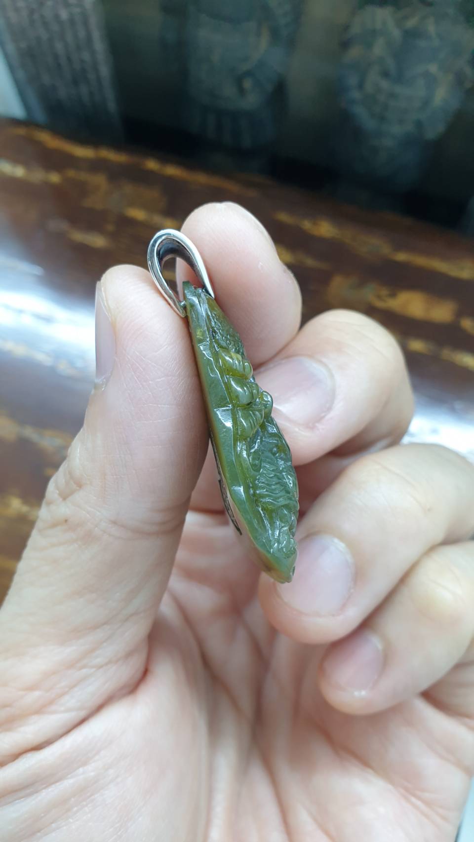 Jade Dragon Pendant Type A Natural Jadeite Sterling Silver S925