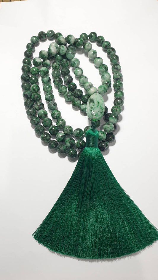 108 Vintage Jade Beads Japa Mala Type A Myanmar Jadeite Natural Black Green