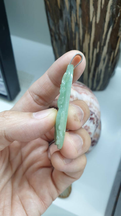 Jade Deer Pendant | Type A Natural Jadeite | Original Sterling Silver