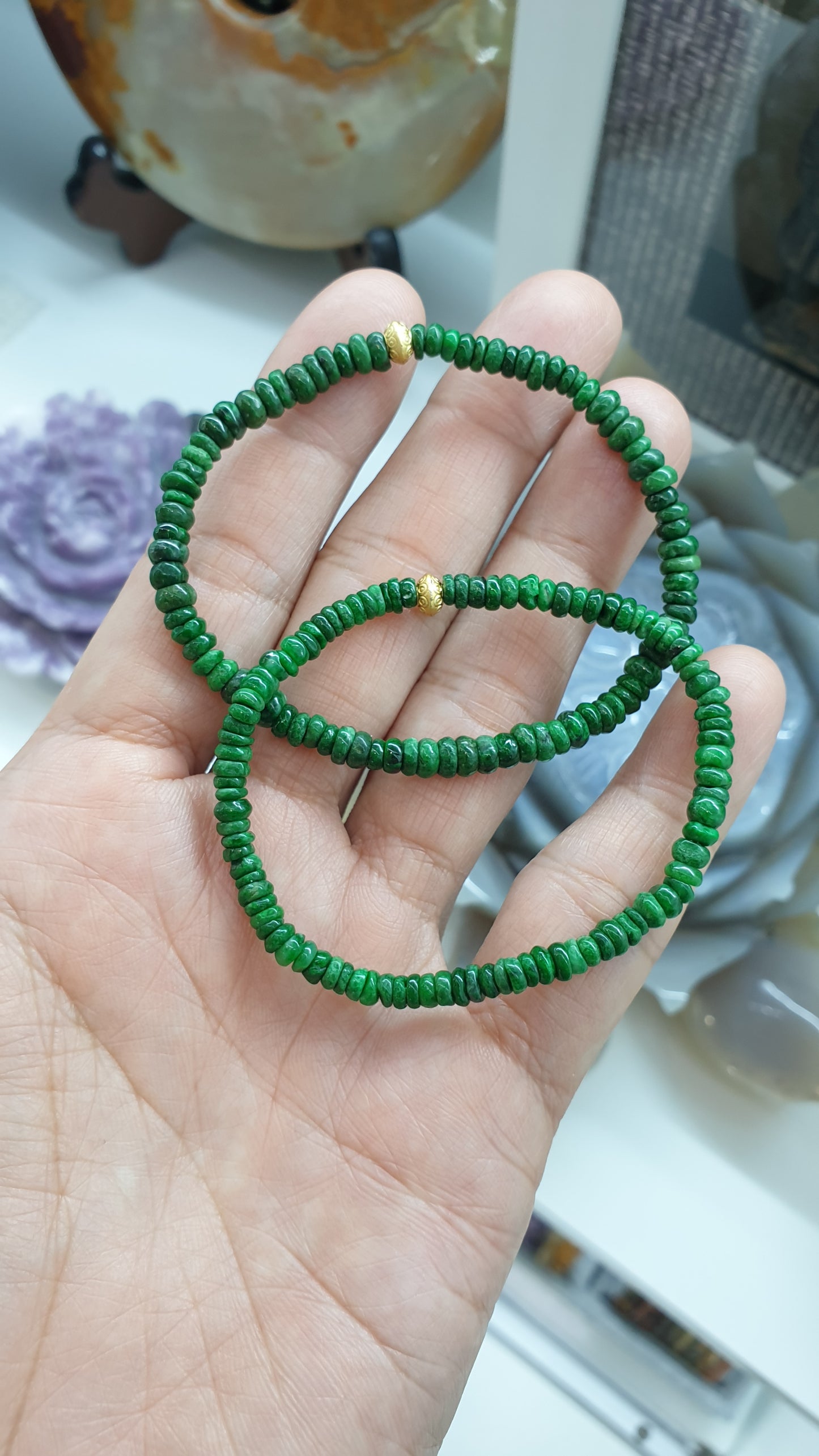 Mawsitsit Abacus Beads Bracelet (16 cm) | Natural Stone Beads | Rare Jade Variety