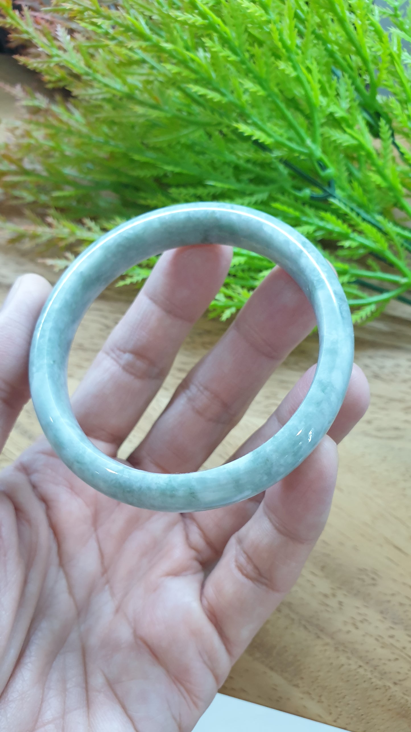 Jade Bangle S59.3 Fei Cui Burma Jadeite Type A Natural Ash Green
