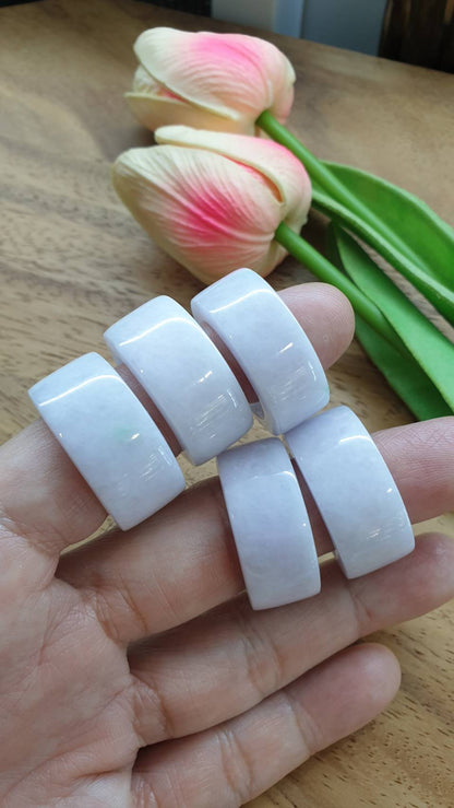 Lavender Tone White Jade Archers Ring 11.25US Type A Fei Cui Natural Myanmar Jadeite