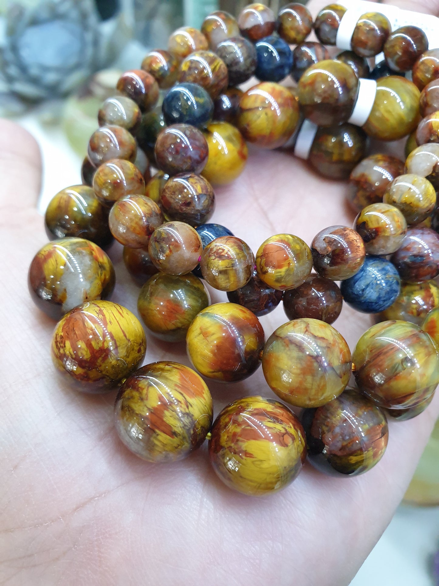 Golden Pietersite Bracelets 17 cm, Natural Gemstone Beaded