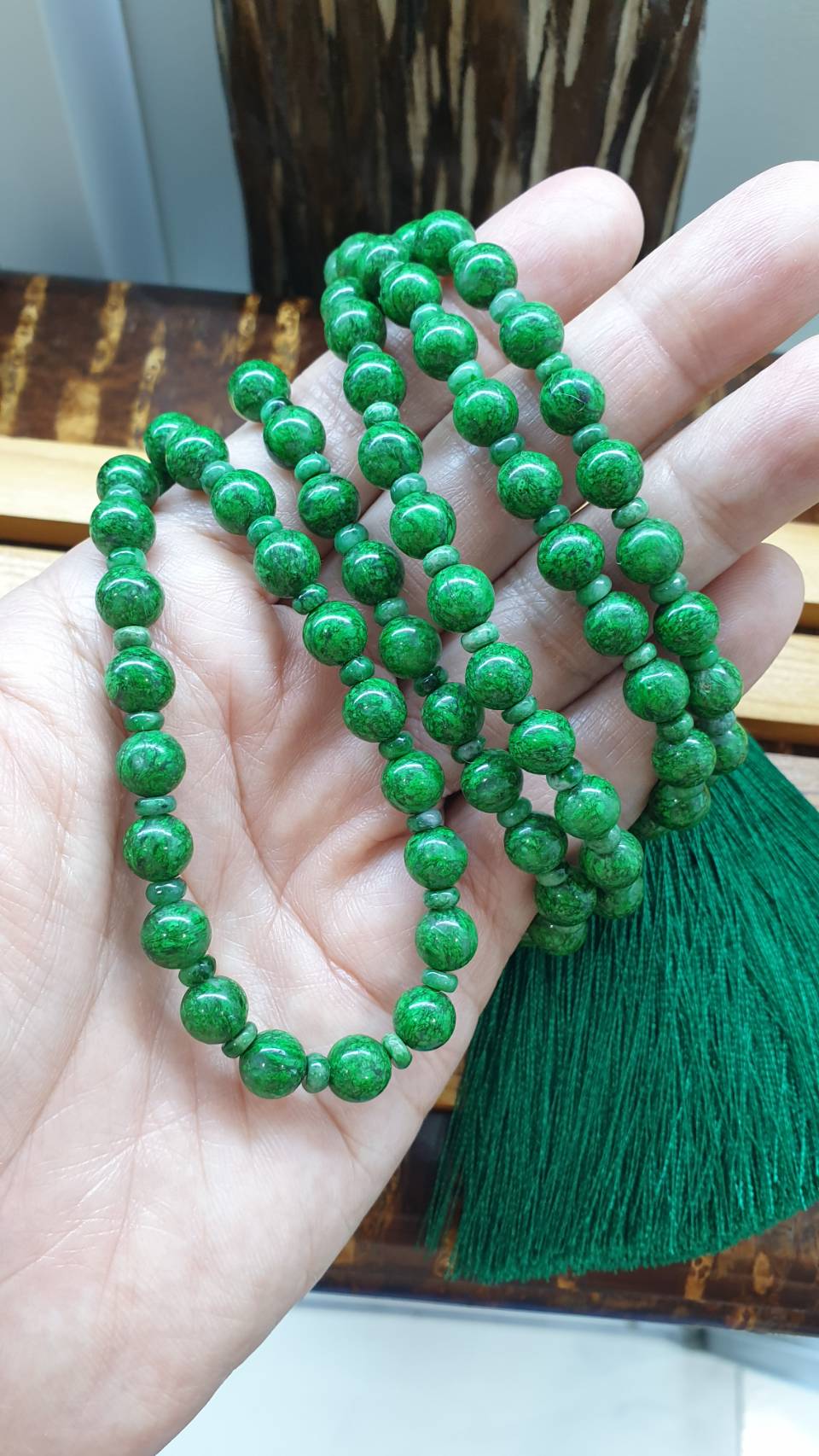 Mawsitsit Japa Mala Necklace Handcrafted 108 Prayer Beads Natural Stones