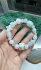 Natural White Jade 17cm Bracelet - Type A Myanmar Jadeite Mixed Beads